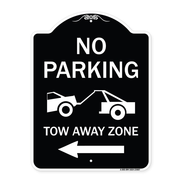 Signmission No Parking Tow-Away Zone W/ Left Arrow Heavy-Gauge Aluminum Sign, 24" x 18", BW-1824-23607 A-DES-BW-1824-23607 - main
